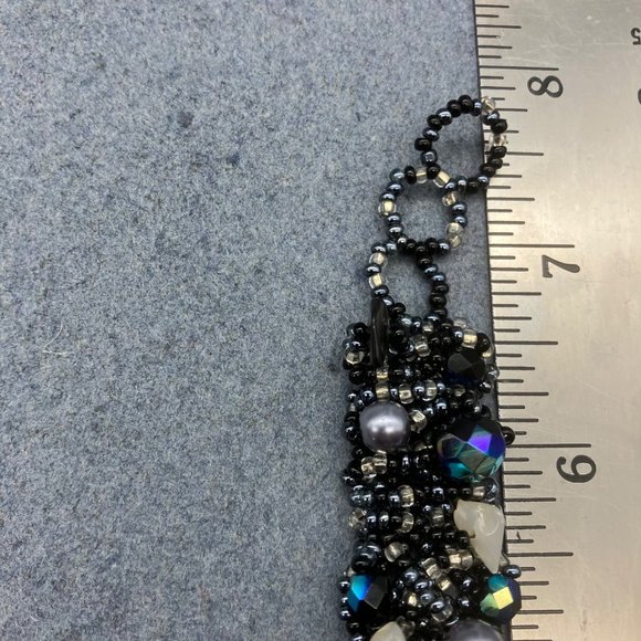 Seed Bead Wrap Bracelet Blue Silver Grey White Pearl Stone Chip Iridescent Loop - Picture 7 of 7